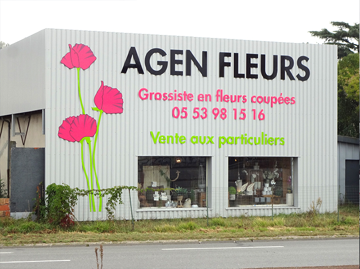 Enseigne en lettres découpées - Agen Fleurs - 