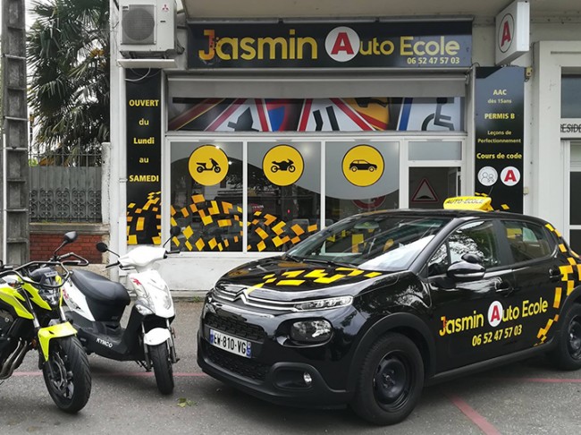 Enseigne adhésive - Jasmin auto école - 